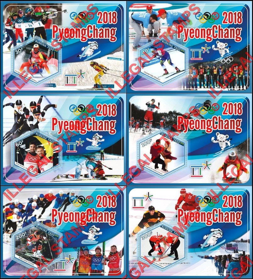 Burkina Faso 2018 Olympic Games in PyeongChang Illegal Stamp Souvenir Sheets of 1