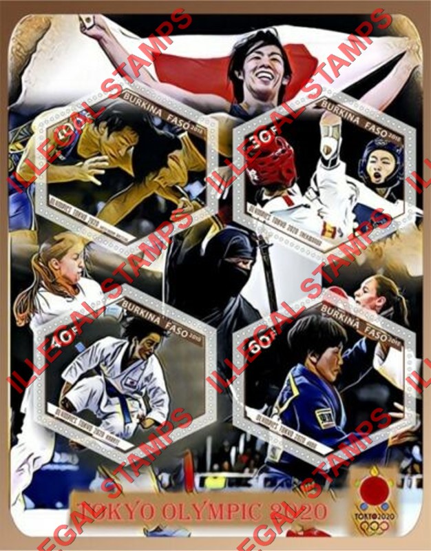 Burkina Faso 2018 Olympic Games in Tokyo in 2020 (different a) Illegal Stamp Souvenir Sheet of 4