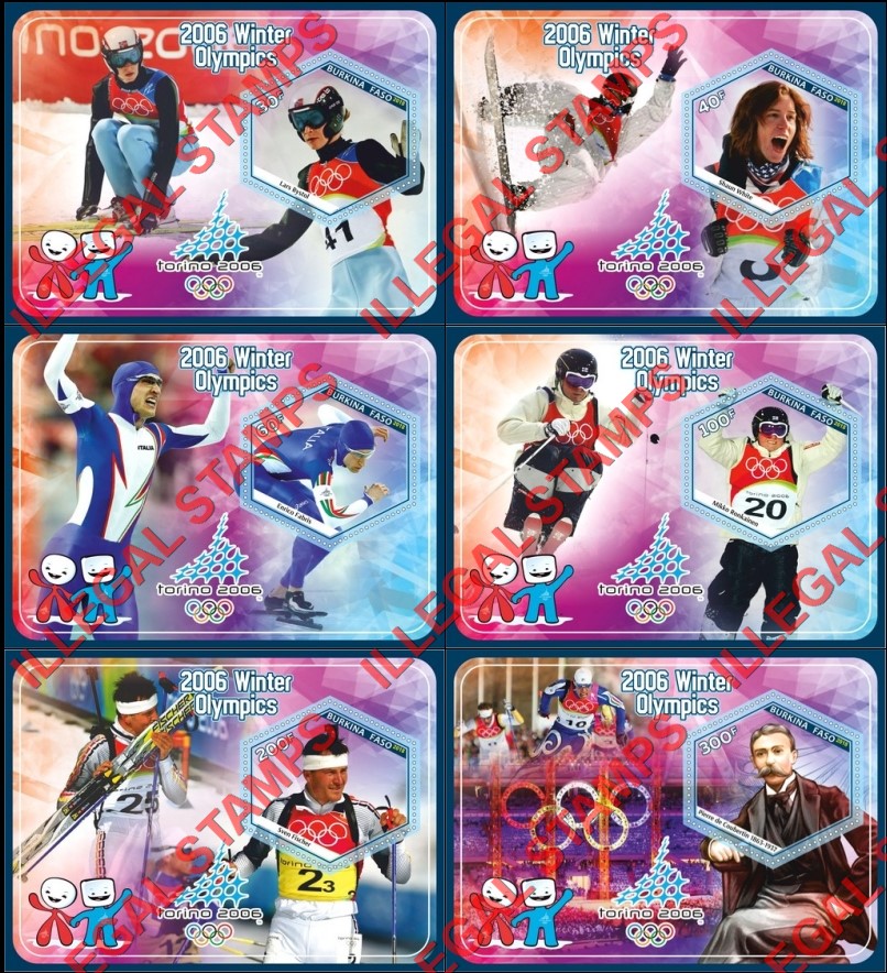 Burkina Faso 2018 Olympic Games in Torino in 2006 Illegal Stamp Souvenir Sheets of 1