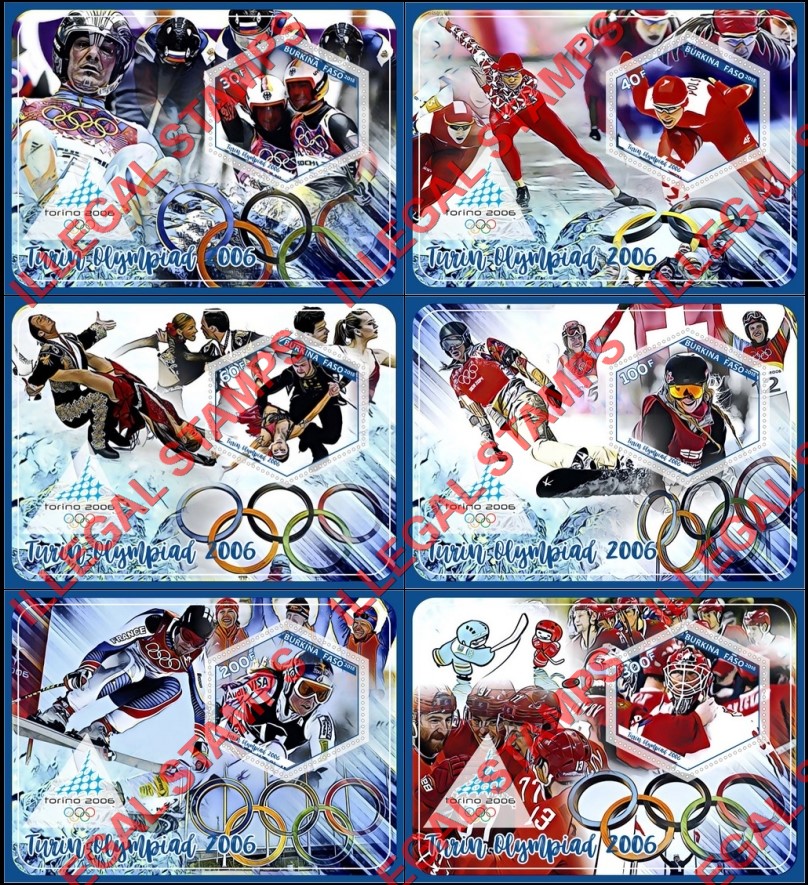Burkina Faso 2018 Olympic Games in Torino in 2006 Turin Olympiad Illegal Stamp Souvenir Sheets of 1