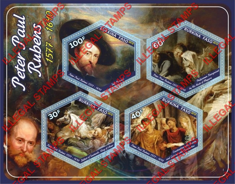 Burkina Faso 2018 Paintings by Peter Paul Rubens Illegal Stamp Souvenir Sheet of 4