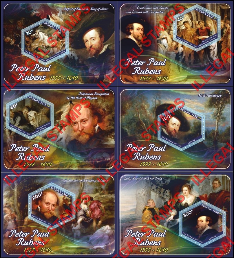 Burkina Faso 2018 Paintings by Peter Paul Rubens Illegal Stamp Souvenir Sheets of 1
