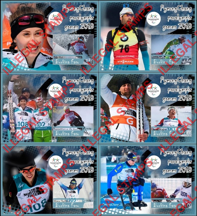 Burkina Faso 2018 Paralympic Games in PyeongChang Illegal Stamp Souvenir Sheets of 1