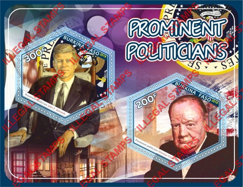 Burkina Faso 2018 Prominent Politicians Illegal Stamp Souvenir Sheet of 2