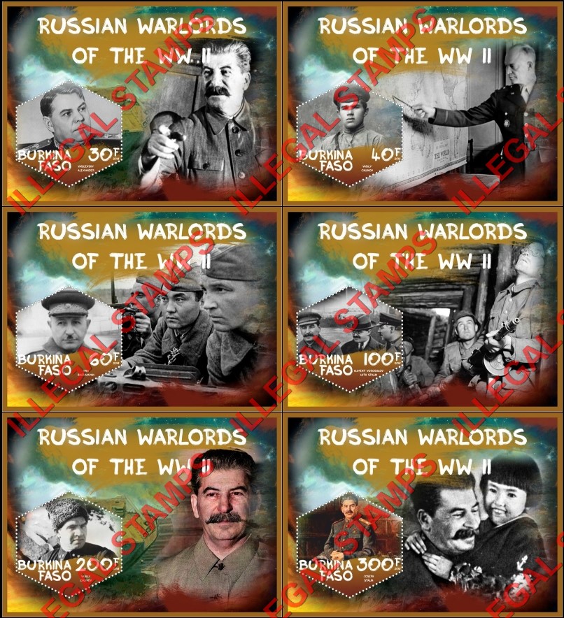 Burkina Faso 2018 Russian Warlords of World War II Illegal Stamp Souvenir Sheets of 1