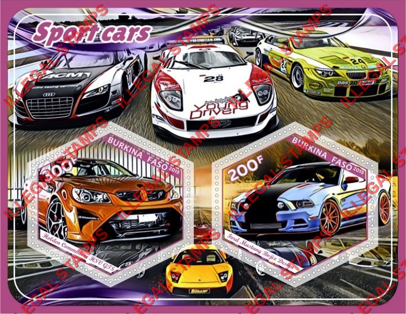Burkina Faso 2018 Sport Cars Illegal Stamp Souvenir Sheet of 2