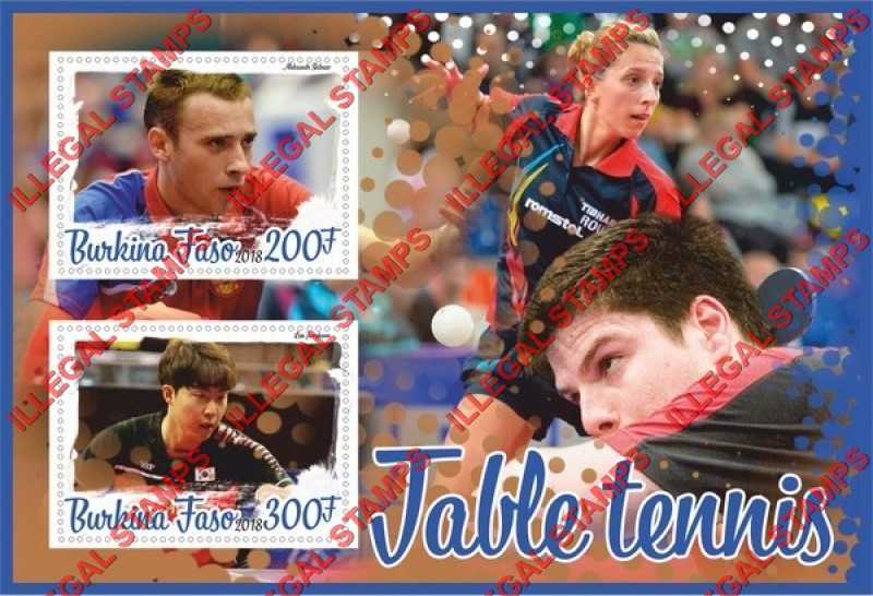 Burkina Faso 2018 Table Tennis Illegal Stamp Souvenir Sheet of 2