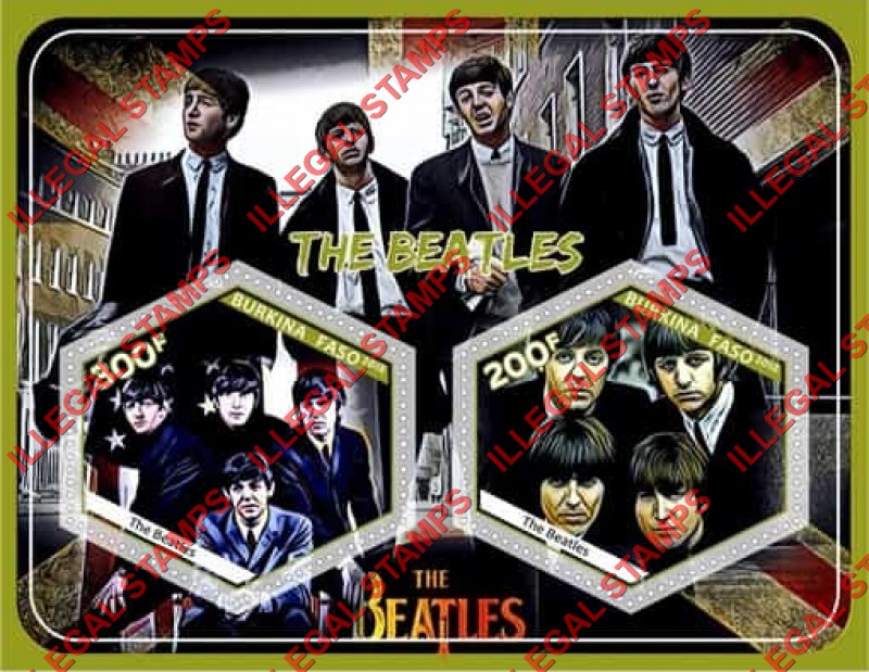 Burkina Faso 2018 The Beatles Illegal Stamp Souvenir Sheet of 2