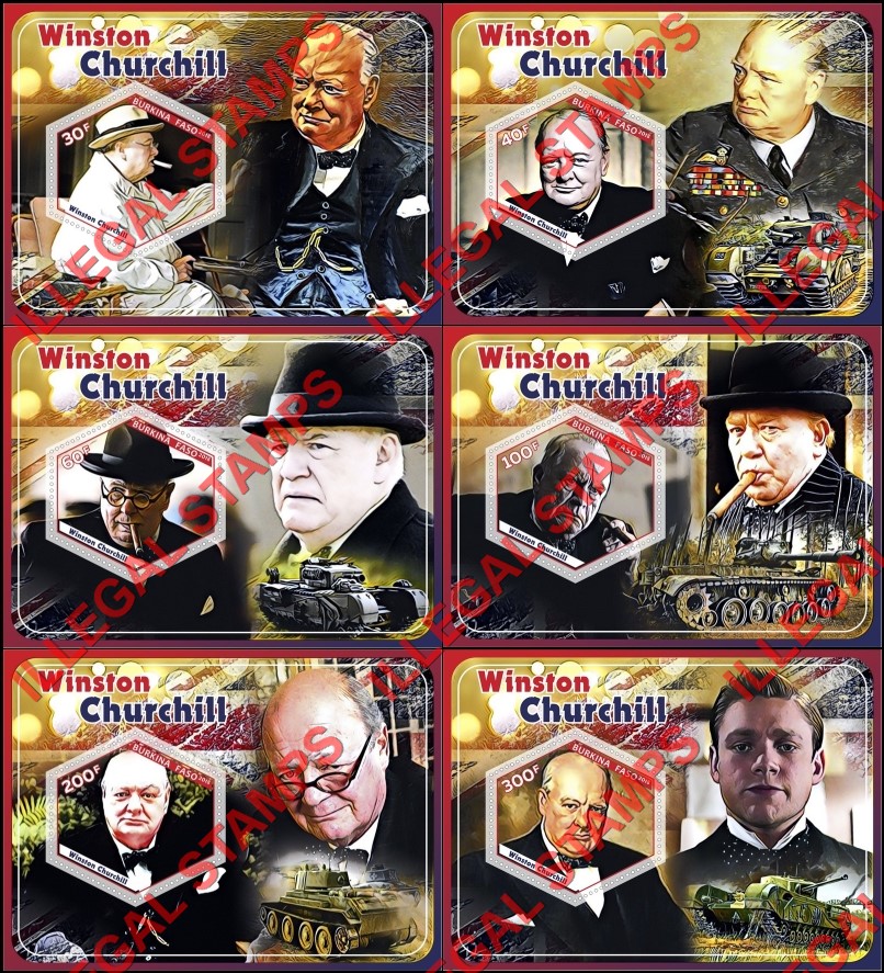 Burkina Faso 2018 Winston Churchill Illegal Stamp Souvenir Sheets of 1