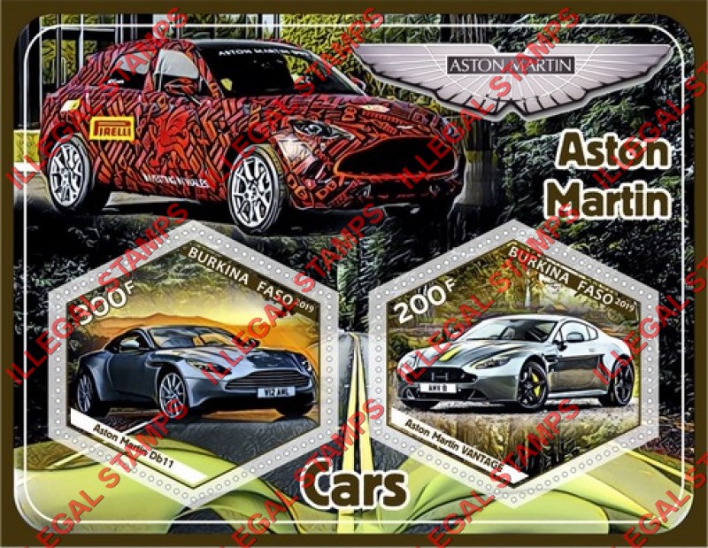 Burkina Faso 2019 Cars Aston Martin Illegal Stamp Souvenir Sheet of 2