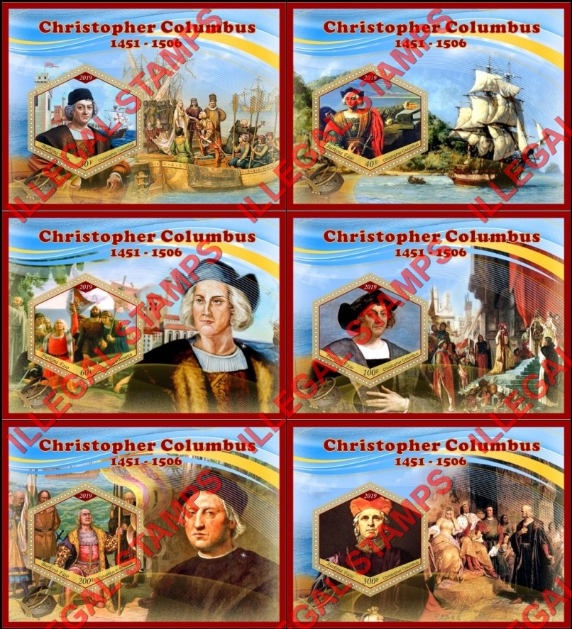 Burkina Faso 2019 Christopher Columbus Illegal Stamp Souvenir Sheets of 1