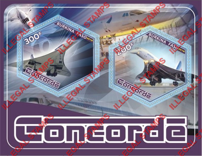 Burkina Faso 2019 Concorde Illegal Stamp Souvenir Sheet of 2