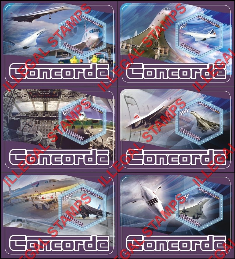 Burkina Faso 2019 Concorde Illegal Stamp Souvenir Sheets of 1