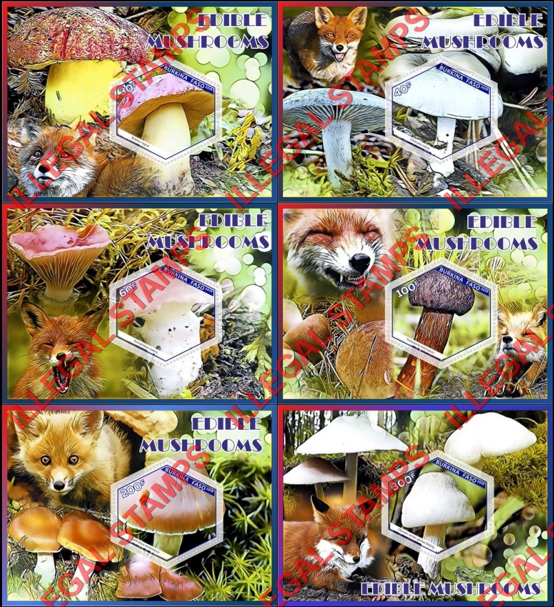 Burkina Faso 2019 Edible Mushrooms Illegal Stamp Souvenir Sheets of 1