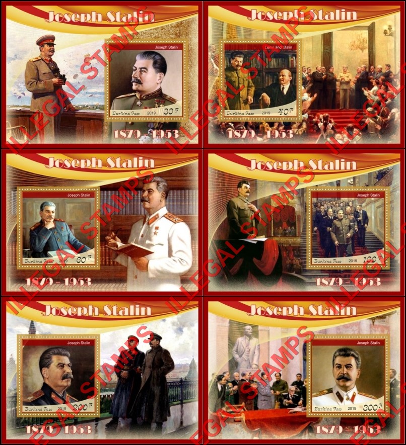 Burkina Faso 2019 Joseph Stalin (different) Illegal Stamp Souvenir Sheets of 1