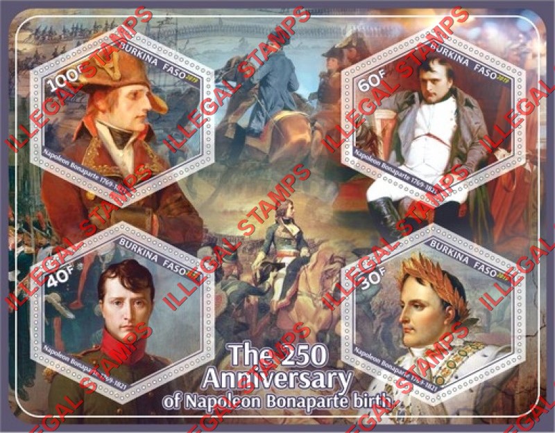Burkina Faso 2019 Napoleon Bonaparte Illegal Stamp Souvenir Sheet of 4