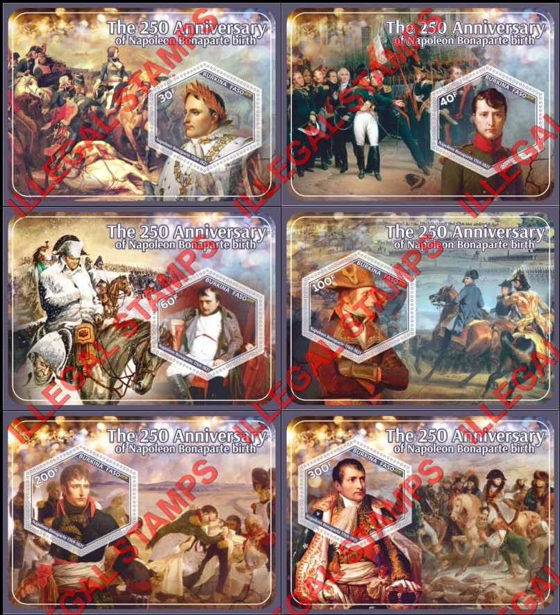 Burkina Faso 2019 Napoleon Bonaparte Illegal Stamp Souvenir Sheets of 1
