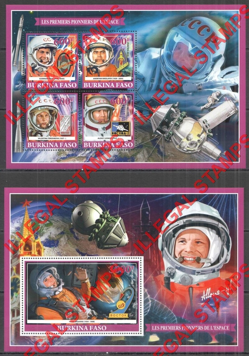 Burkina Faso 2019 Space Pioneers Illegal Stamp Souvenir Sheets of 4 and 1
