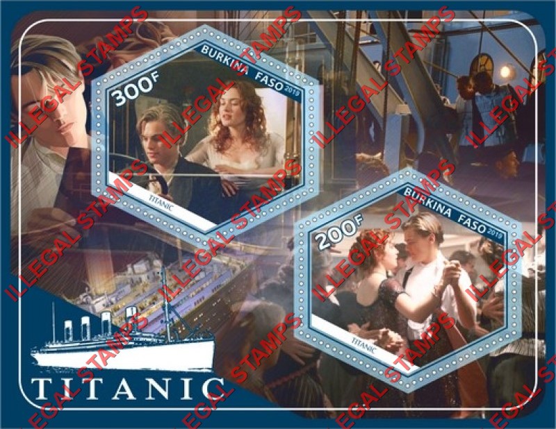 Burkina Faso 2019 Titanic Illegal Stamp Souvenir Sheet of 2