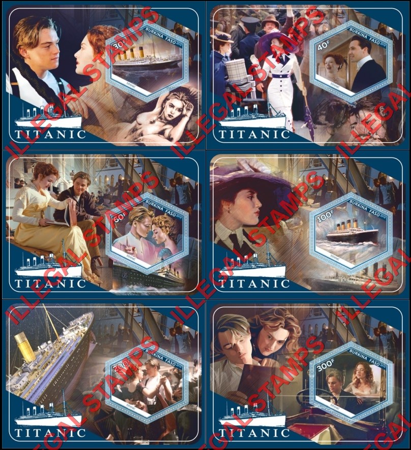 Burkina Faso 2019 Titanic Illegal Stamp Souvenir Sheets of 1
