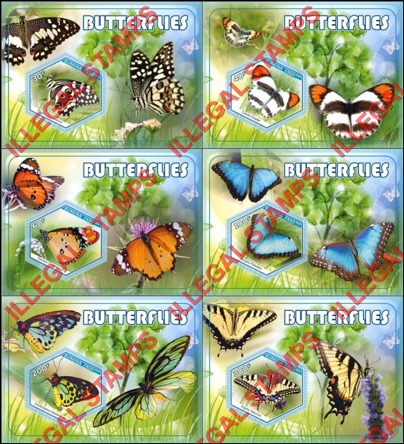 Burkina Faso 2020 Butterflies Illegal Stamp Souvenir Sheets of 1 Burkina Faso 2020 Butterflies Illegal Stamp Souvenir Sheets of 1