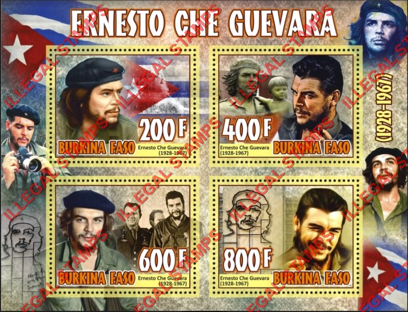 Burkina Faso 2020 Ernesto Che Guevara Illegal Stamp Souvenir Sheet of 4 Burkina Faso 2020 Ernesto Che Guevara Illegal Stamp Souvenir Sheet of 4