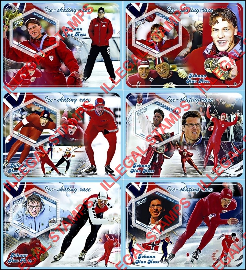 Burkina Faso 2020 Ice-skating Race Johann Olav Koss Illegal Stamp Souvenir Sheets of 1 Burkina Faso 2020 Ice-skating Race Johann Olav Koss Illegal Stamp Souvenir Sheets of 1