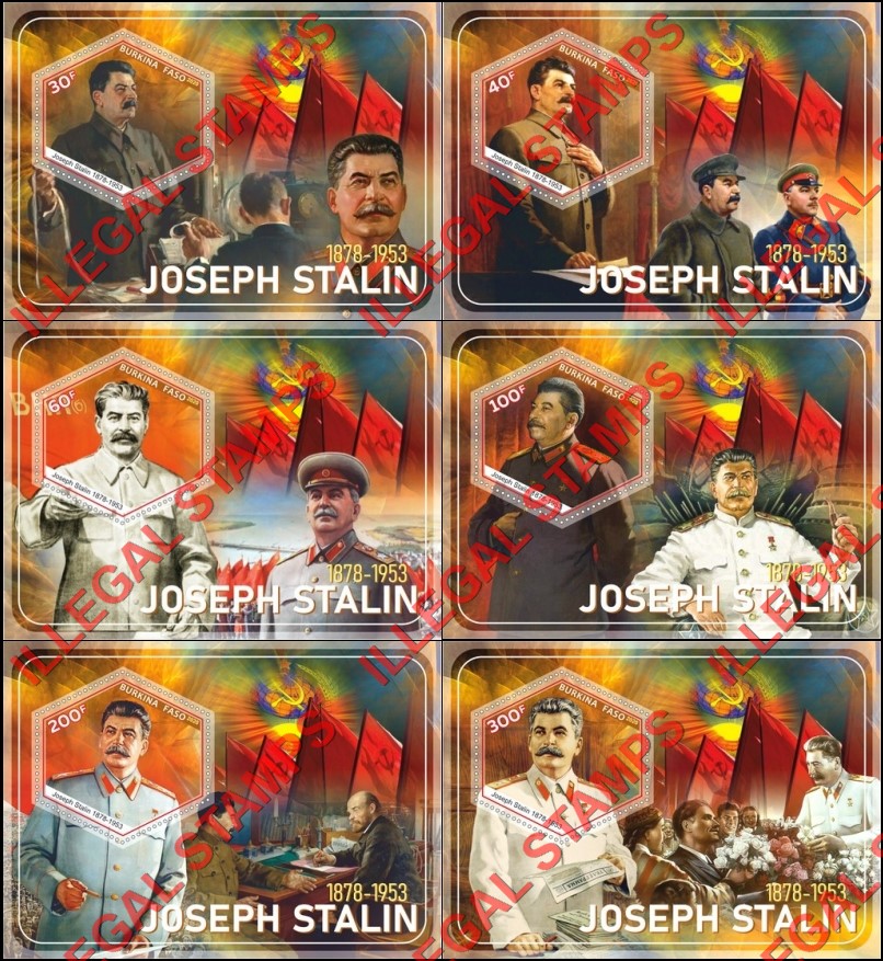 Burkina Faso 2020 Joseph Stalin (different) Illegal Stamp Souvenir Sheets of 1 Burkina Faso 2020 Joseph Stalin (different) Illegal Stamp Souvenir Sheets of 1