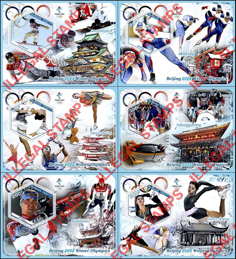Burkina Faso 2020 Olympic Games in Beijing in 2022 Illegal Stamp Souvenir Sheets of 1 Burkina Faso 2020 Olympic Games in Beijing in 2022 Illegal Stamp Souvenir Sheets of 1
