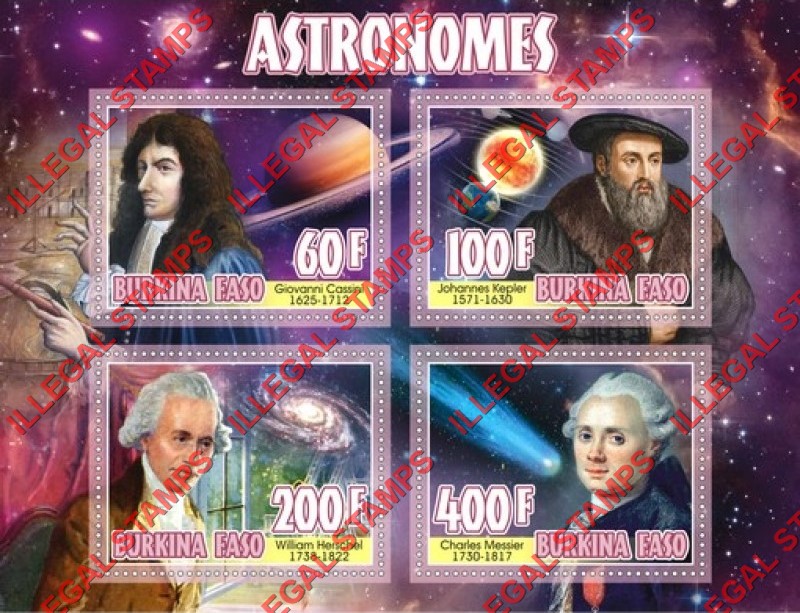Burkina Faso 2020 Space Astronomers Illegal Stamp Souvenir Sheet of 4 Burkina Faso 2020 Space Astronomers Illegal Stamp Souvenir Sheet of 4