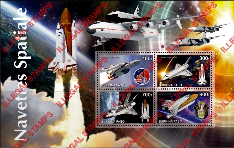 Burkina Faso 2020 Space Shuttle Illegal Stamp Souvenir Sheet of 4 Burkina Faso 2020 Space Shuttle Illegal Stamp Souvenir Sheet of 4