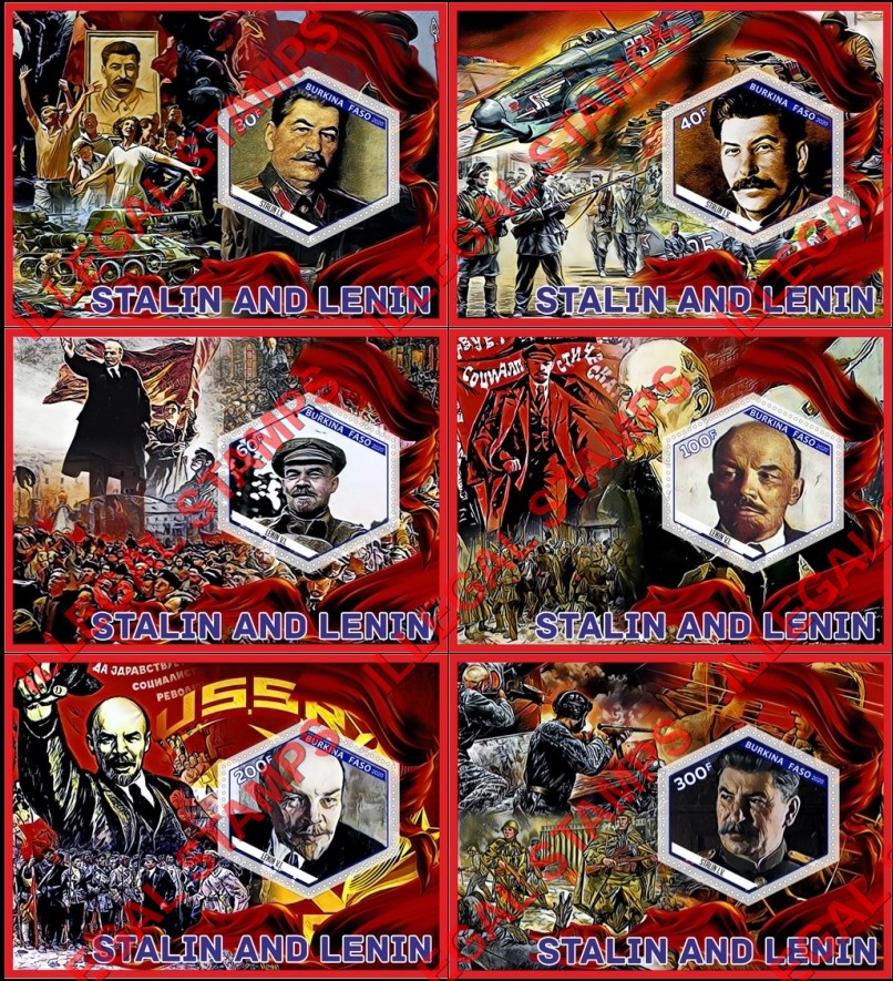 Burkina Faso 2020 Stalin and Lenin Illegal Stamp Souvenir Sheets of 1 Burkina Faso 2020 Stalin and Lenin Illegal Stamp Souvenir Sheets of 1