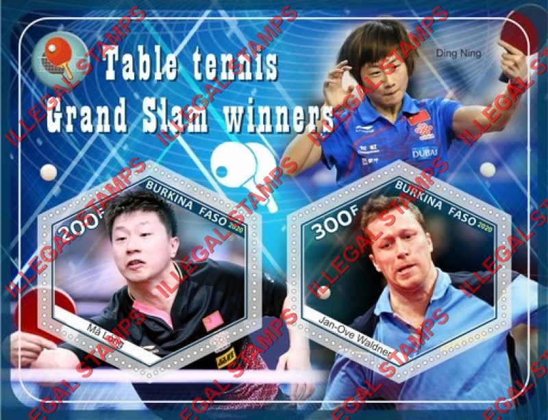 Burkina Faso 2020 Table Tennis Grand Slam Winners Illegal Stamp Souvenir Sheet of 2 Burkina Faso 2020 Table Tennis Grand Slam Winners Illegal Stamp Souvenir Sheet of 2