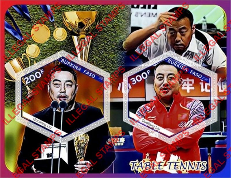 Burkina Faso 2020 Table Tennis Guoliang Liu Illegal Stamp Souvenir Sheet of 2 Burkina Faso 2020 Table Tennis Guoliang Liu Illegal Stamp Souvenir Sheet of 2