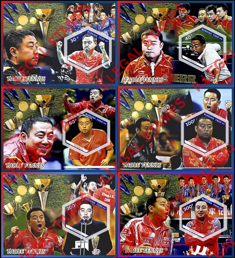 Burkina Faso 2020 Table Tennis Guoliang Liu Illegal Stamp Souvenir Sheets of 1 Burkina Faso 2020 Table Tennis Guoliang Liu Illegal Stamp Souvenir Sheets of 1