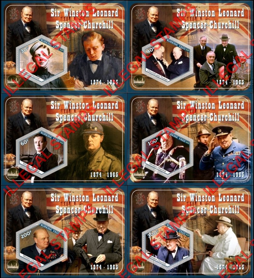Burkina Faso 2020 Winston Churchill Illegal Stamp Souvenir Sheets of 1 Burkina Faso 2020 Winston Churchill Illegal Stamp Souvenir Sheets of 1