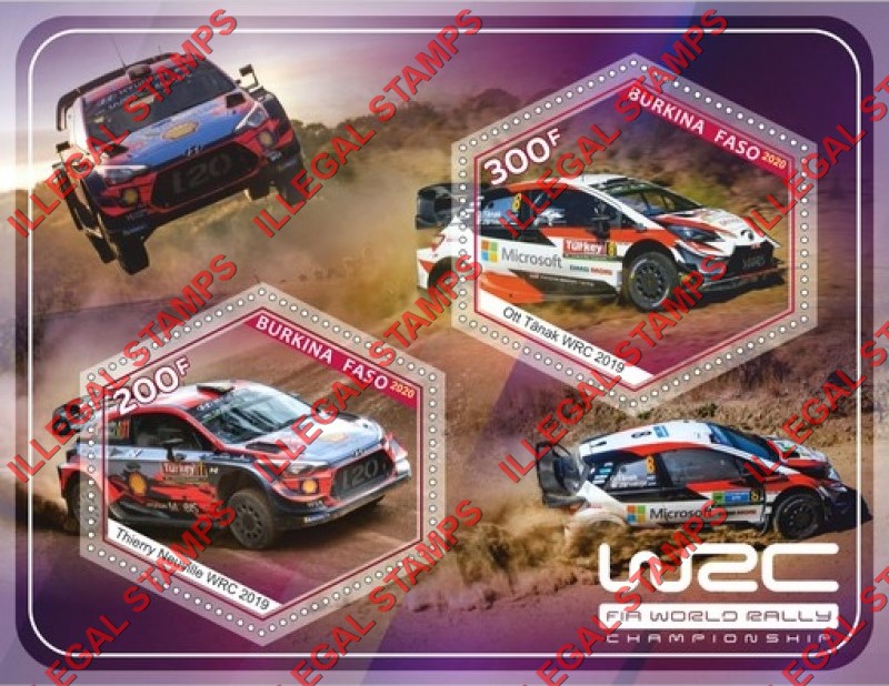 Burkina Faso 2020 World Rally Championship in 2019 Illegal Stamp Souvenir Sheet of 2 Burkina Faso 2020 World Rally Championship in 2019 Illegal Stamp Souvenir Sheet of 2
