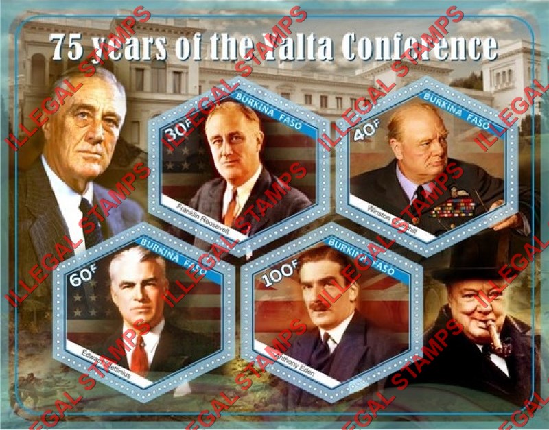 Burkina Faso 2020 Yalta Conference Illegal Stamp Souvenir Sheet of 4 Burkina Faso 2020 Yalta Conference Illegal Stamp Souvenir Sheet of 4