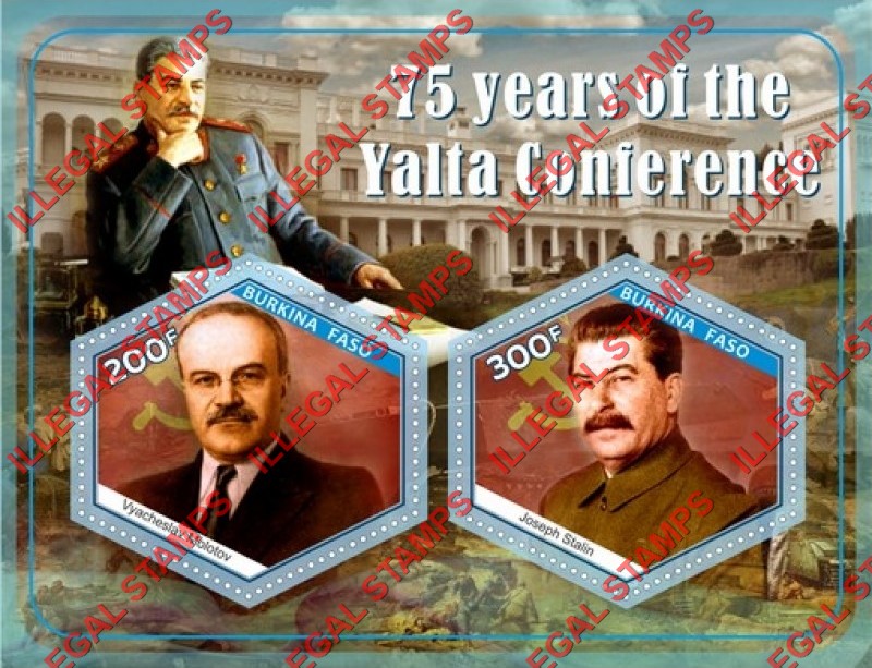 Burkina Faso 2020 Yalta Conference Illegal Stamp Souvenir Sheet of 2 Burkina Faso 2020 Yalta Conference Illegal Stamp Souvenir Sheet of 2