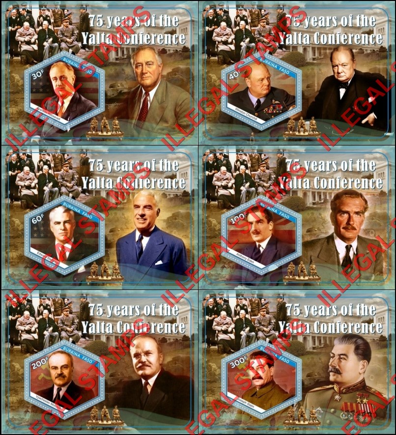 Burkina Faso 2020 Yalta Conference Illegal Stamp Souvenir Sheets of 1 Burkina Faso 2020 Yalta Conference Illegal Stamp Souvenir Sheets of 1