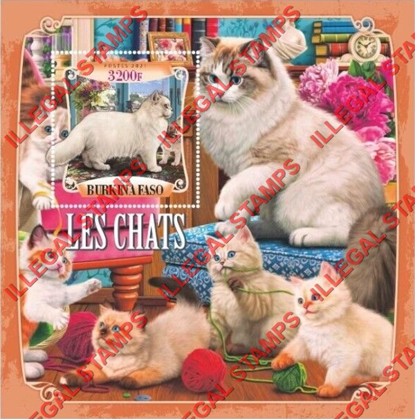 Burkina Faso 2021 Cats Illegal Stamp Souvenir Sheet of 1 Burkina Faso 2021 Cats Illegal Stamp Souvenir Sheet of 1