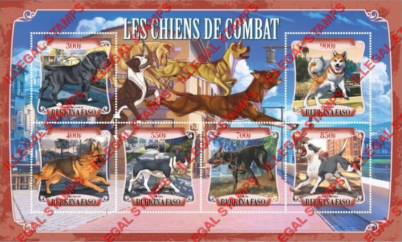 Burkina Faso 2021 Dogs Fighting Dogs Illegal Stamp Souvenir Sheet of 6 Burkina Faso 2021 Dogs Fighting Dogs Illegal Stamp Souvenir Sheet of 6