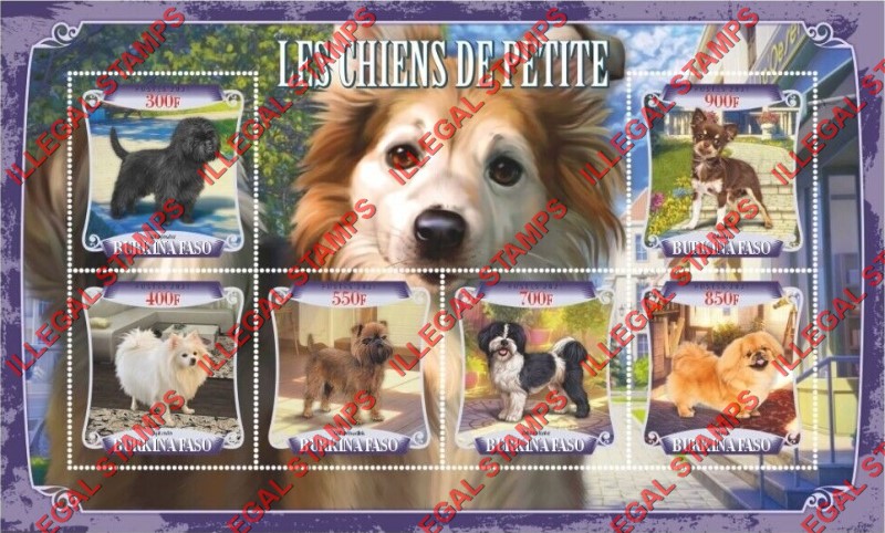 Burkina Faso 2021 Dogs Small Dogs Illegal Stamp Souvenir Sheet of 6 Burkina Faso 2021 Dogs Small Dogs Illegal Stamp Souvenir Sheet of 6