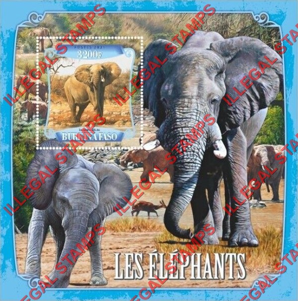 Burkina Faso 2021 Elephants Illegal Stamp Souvenir Sheet of 1 Burkina Faso 2021 Elephants Illegal Stamp Souvenir Sheet of 1