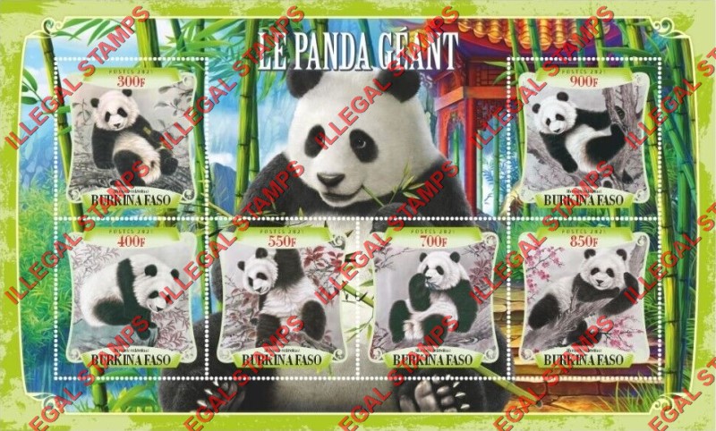 Burkina Faso 2021 Pandas Illegal Stamp Souvenir Sheet of 6 Burkina Faso 2021 Pandas Illegal Stamp Souvenir Sheet of 6