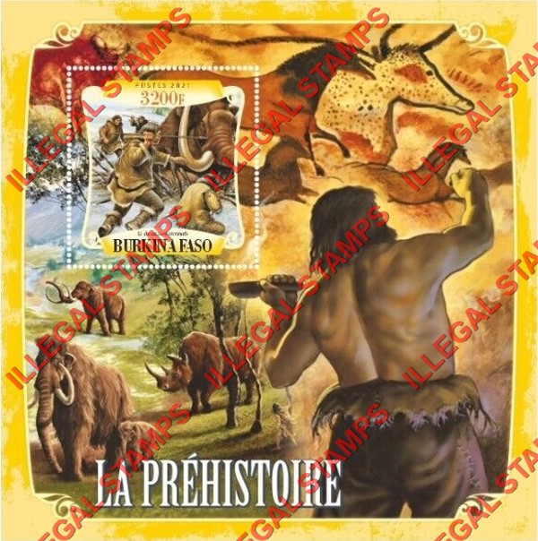 Burkina Faso 2021 Prehistoric Man Illegal Stamp Souvenir Sheet of 1 Burkina Faso 2021 Prehistoric Man Illegal Stamp Souvenir Sheet of 1