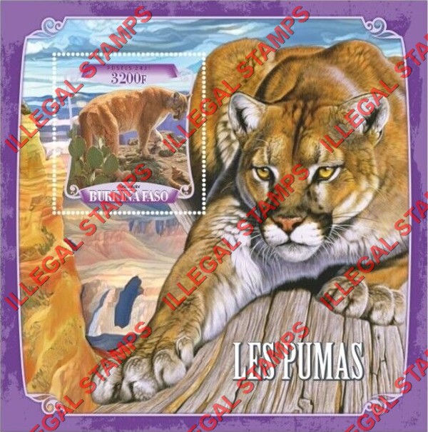 Burkina Faso 2021 Pumas Illegal Stamp Souvenir Sheet of 1 Burkina Faso 2021 Pumas Illegal Stamp Souvenir Sheet of 1
