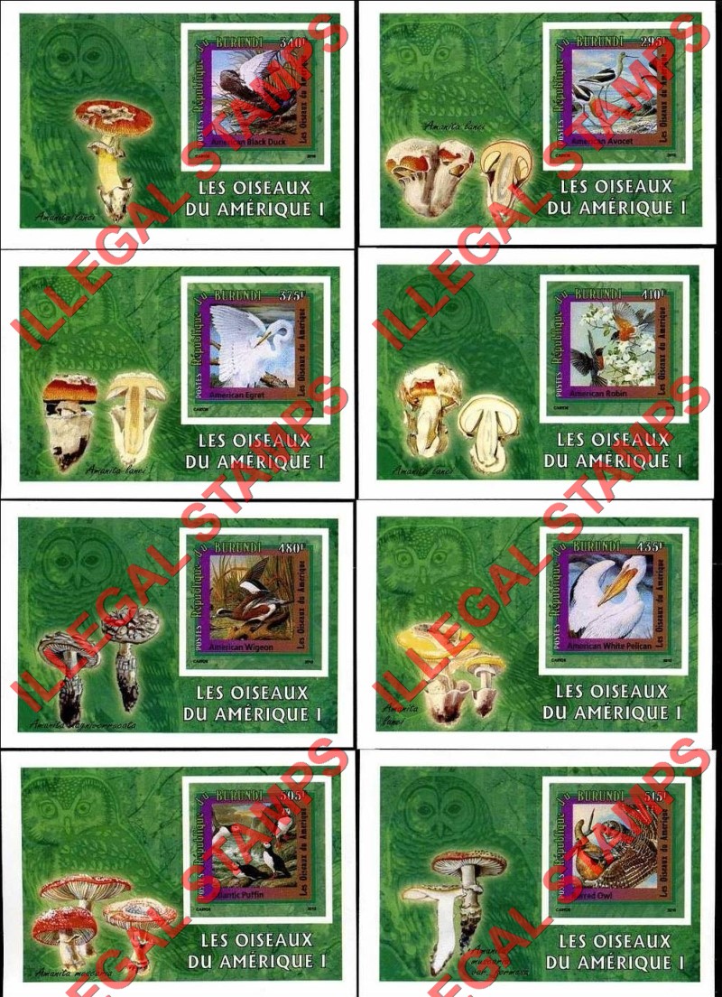 Burundi 2010 Birds of America Counterfeit Illegal Stamp Souvenir Sheets of 8 (Part 1) Burundi 2010 Birds of America Counterfeit Illegal Stamp Souvenir Sheets of 8 (Part 1)