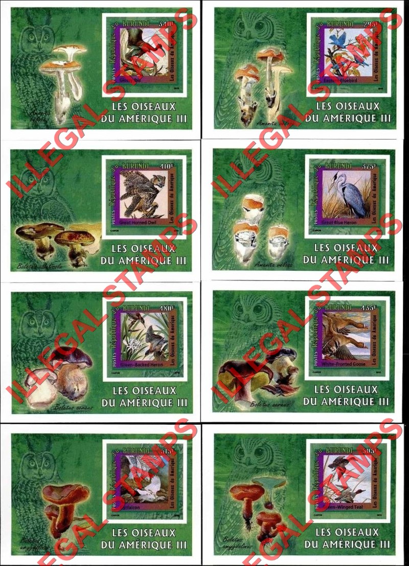 Burundi 2010 Birds of America Counterfeit Illegal Stamp Souvenir Sheets of 8 (Part 3) Burundi 2010 Birds of America Counterfeit Illegal Stamp Souvenir Sheets of 8 (Part 3)