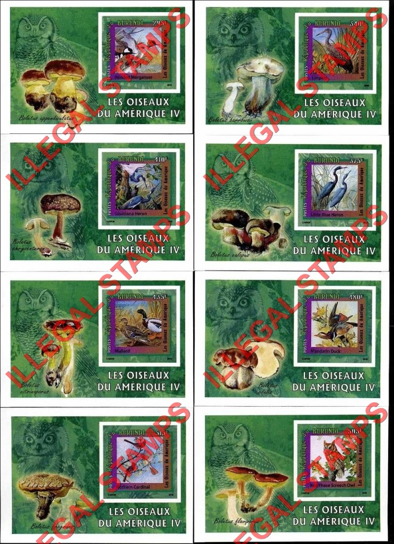 Burundi 2010 Birds of America Counterfeit Illegal Stamp Souvenir Sheets of 8 (Part 4) Burundi 2010 Birds of America Counterfeit Illegal Stamp Souvenir Sheets of 8 (Part 4)